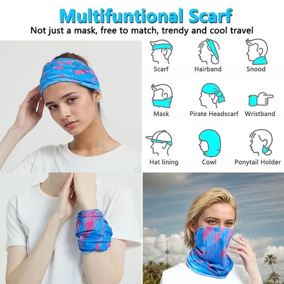 H.T. Bandana Seamless Protector Gaiter Polar Neckwear Derlay Multi - Picture 9 of 15